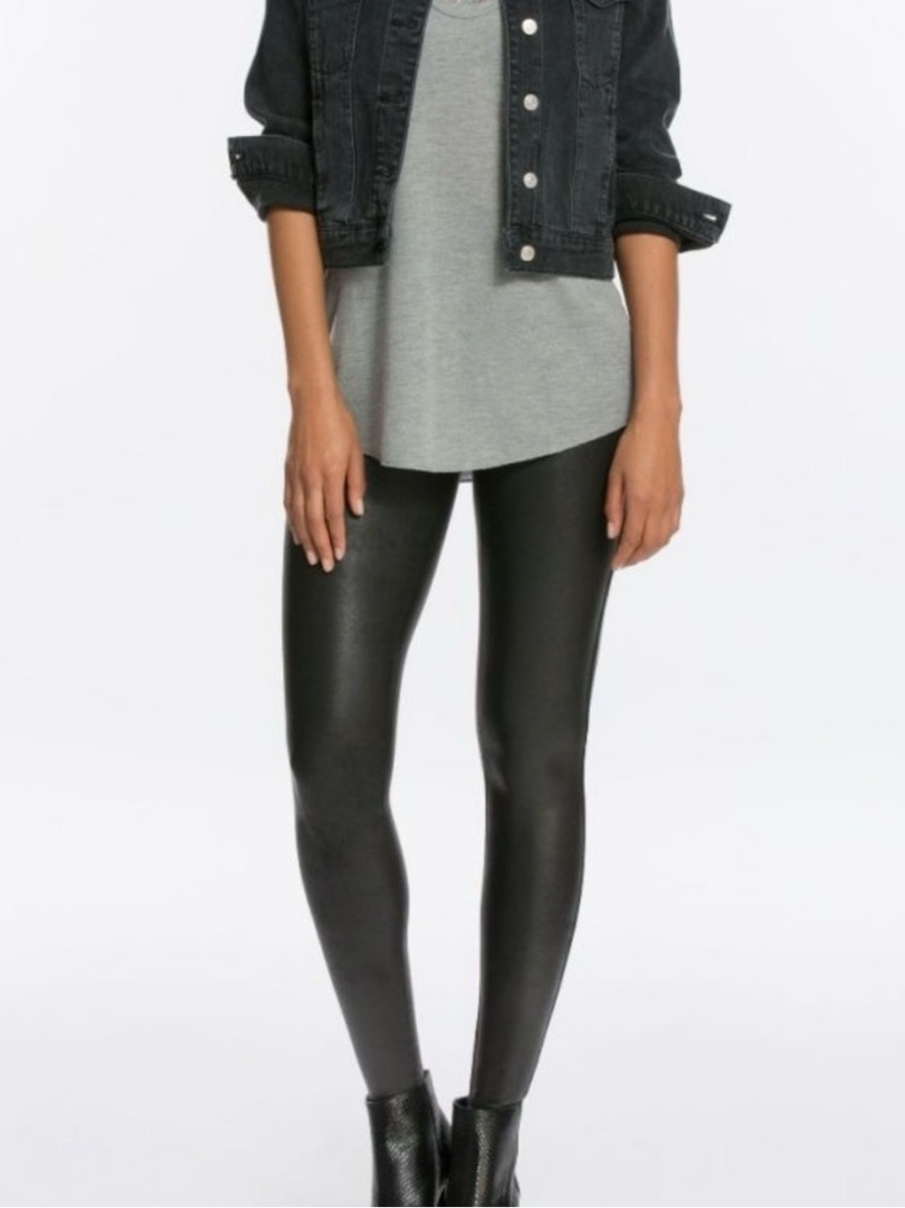 SPANX Faux Leather Leggings XS Black High Rise Shaping Skinny NWT Pull On